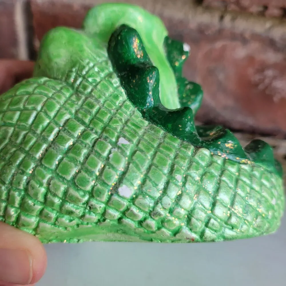 Unique Glitter Alligator Vintage Chalkware Figurine